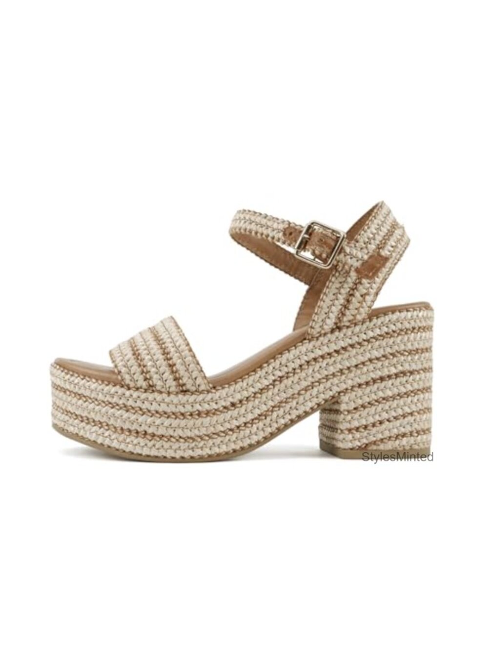 Soda Women's Castle Jute Open Toe Ankle Strap Platform Wedge Sandals